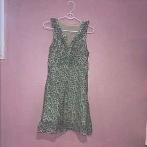 Green Sleeveless V-Neck Mini Sundress